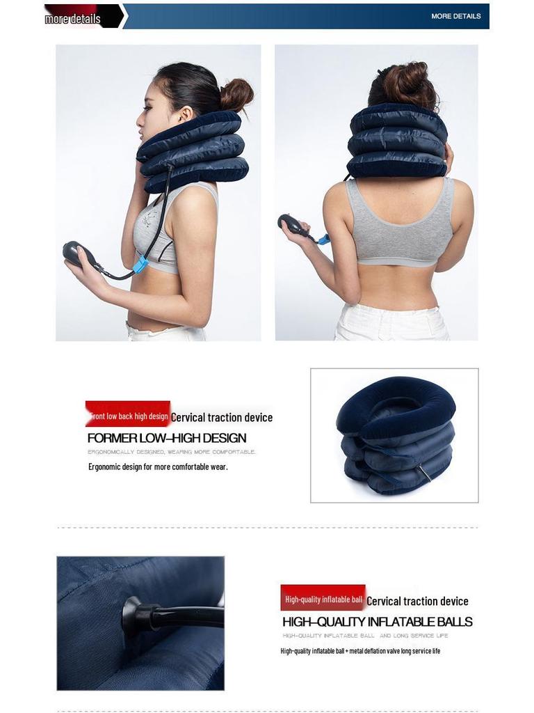 Jia He Neck and Shoulder Support: Three-Layer Half-Velvet Blue Cervical Traction Device