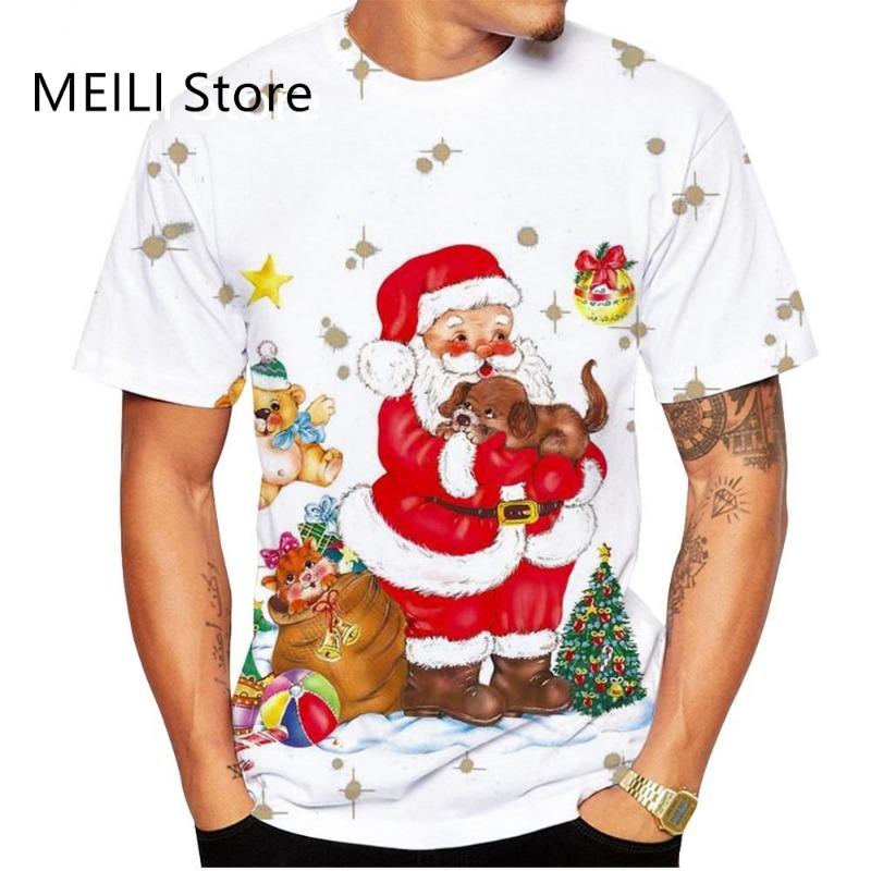 Christmas Men's T-Shirt 3D Print Casual Cartoon Short Sleeve Tee Shirts Fashion Tops Crew Neck Pullover Male Oversized Clothing