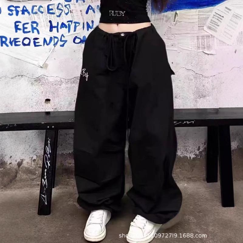 Overalls floor pants summer new retro paratrooper pants loose high waist wide leg dancing pants