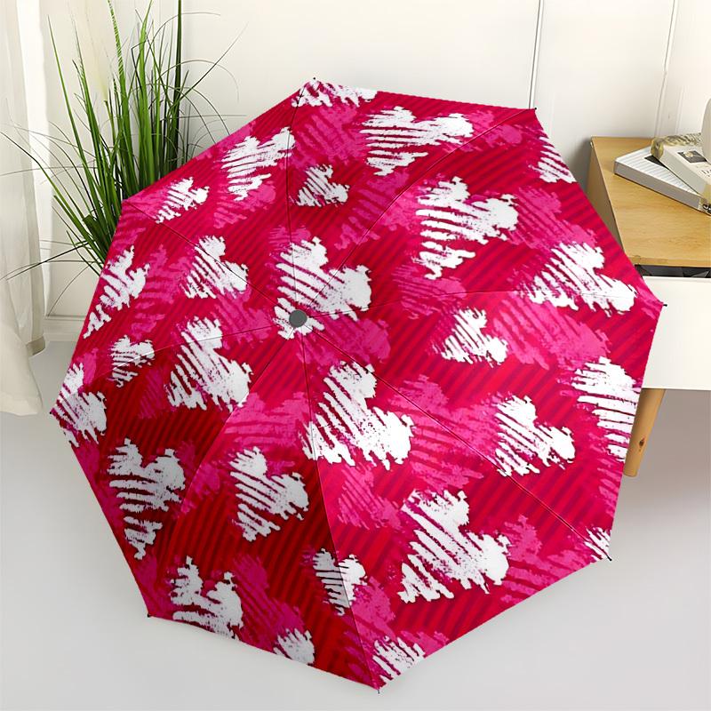

1pc Heart Print Automatic Umbrella Portable Home Essential Umbrella, Iron Umbrella Structure Suitable for All Seasons yy251123175