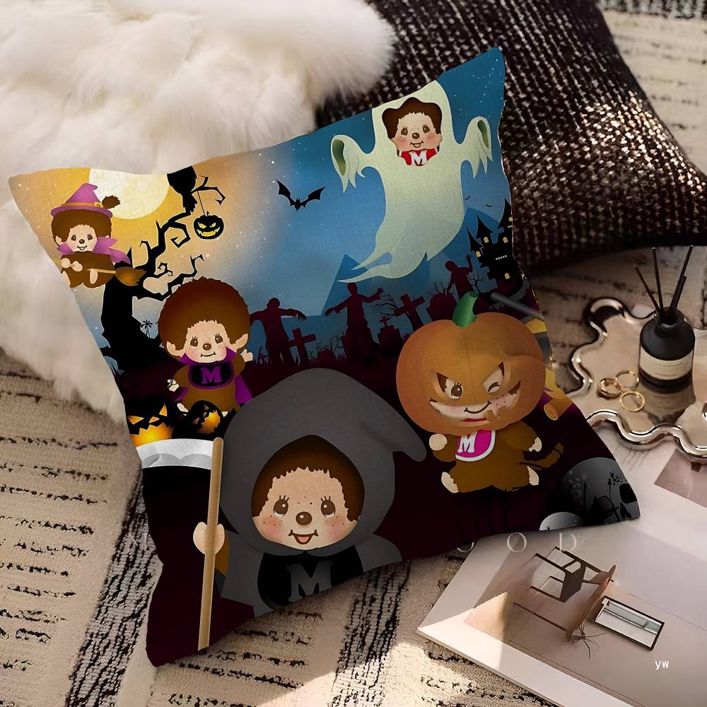 Cute M-monchhichis-s Cushion Cover Pillowcase Upholstery Sofa Throw Pillow Home Decor Pillowcas
