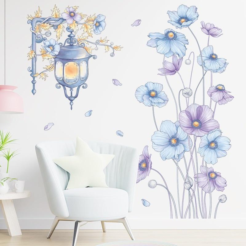 Creative Flowers Street Lamp Wall Stickers for Room Decor Bedroom Living Room Kids Room Wall Decoration Flowers Decals for Home
