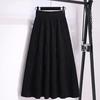 Women Knitting Skirt High Waist A-Line Large Hem Design Midi Skirt Solid Color Autumn Winter Pleated Skirt Daily Wear