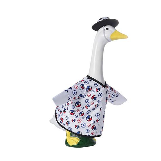 Fußball-Gans-Outfit für 23 Zoll Porzellan-Gans-Statue Fußball-Spieltag Gans Kleidung und Hut Set für Außenbereich Terrasse Rasen Hof Dekoration