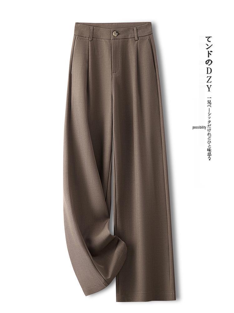 Women's Grey Wide-Leg High-Waisted Slimming Suit Pants for Spring/Autumn 2025