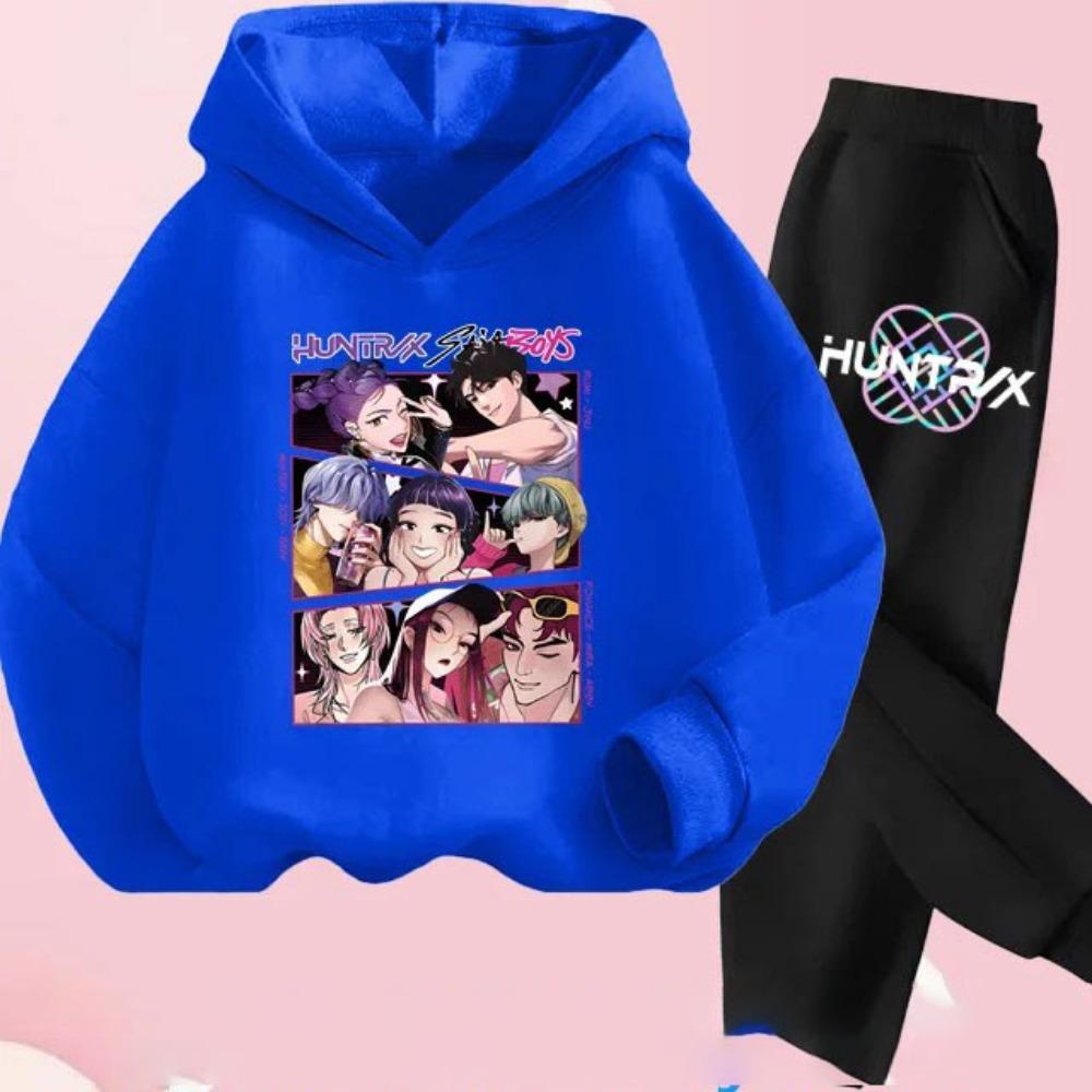 Kids Hoody Suit KPop Demon Hunters Printed Children's Clothing Y2K Hoodies+Pants Sports Sets KPop Demon Hunters