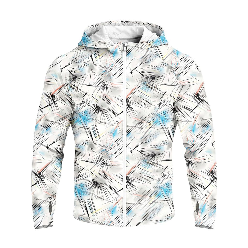 Men's Sun Jacket with Hood - Long Sleeve Raglan Camouflage Print, Casual Summer Outdoor Jacket