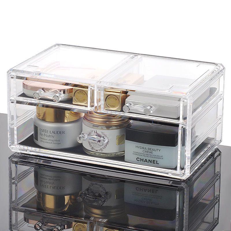 Acrylic Skincare & Lipstick Organizer: Large Desktop Transparent Drawer Makeup Box