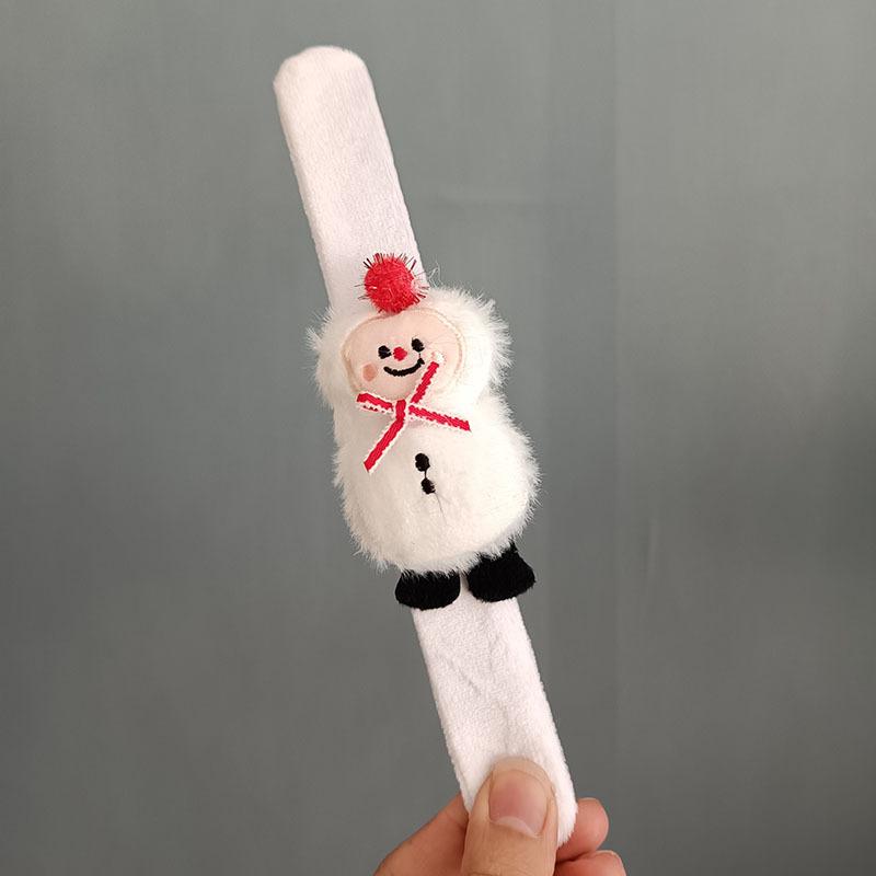 1/4pcsChristmas Snap Bracelet Plush Elk Snowman Design for Kids Party Games Xmas New Year Gift
