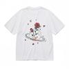 Women's Round Neck Classic T-Shirt Cosmic Floral with Moon Star Accent Tee
