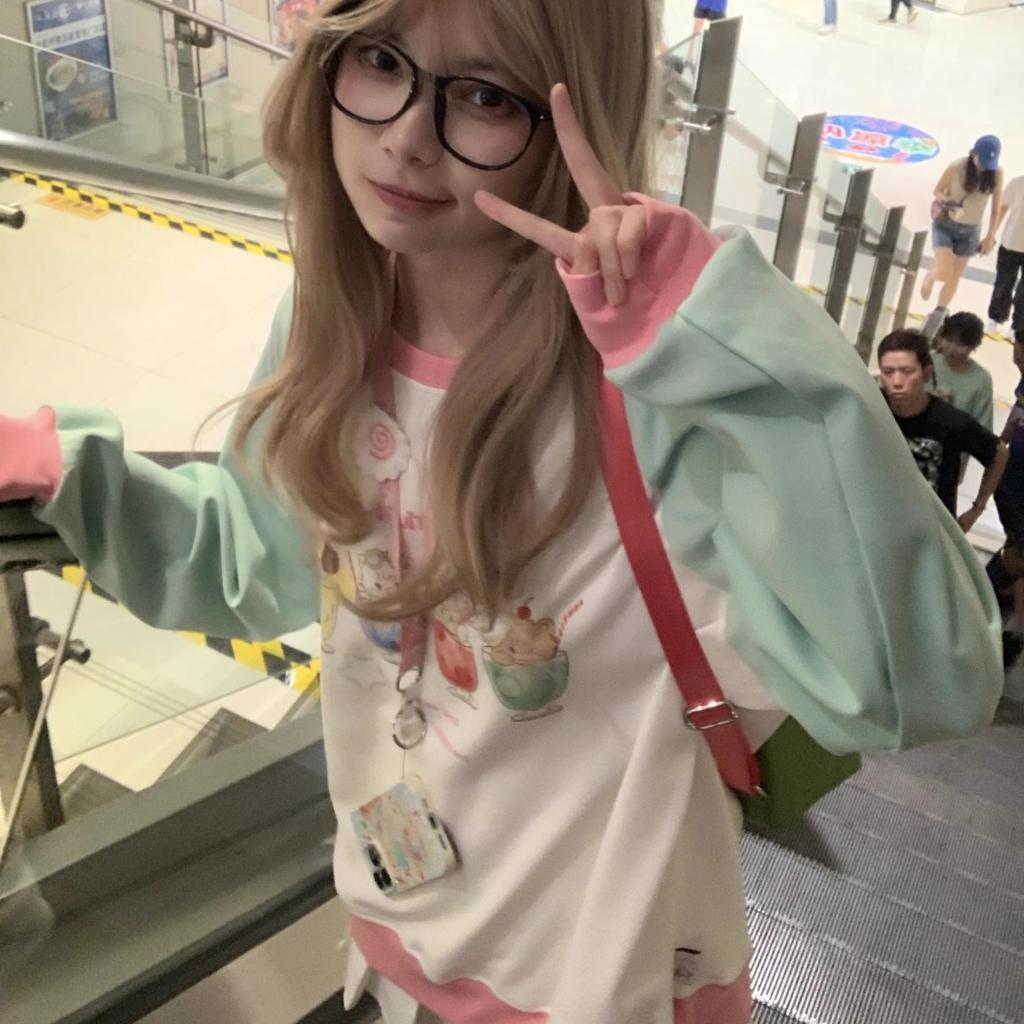 Y2k Harajuku Kawaii carina felpa con cappuccio da donna moda giapponese patchwork stampa di cartoni animati felpa stile preppy femminile nuovo