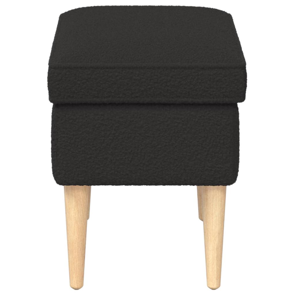 Black Footstool 55 X 35 X 41 Cm Boucle