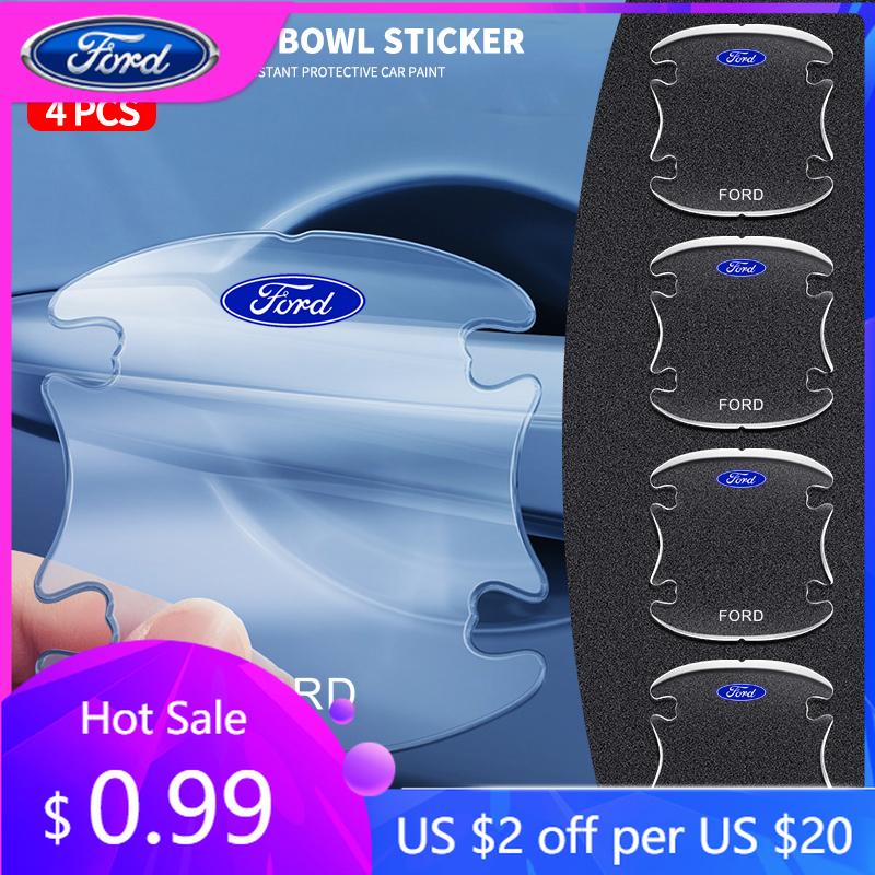 Car Sticker 4Pcs Transparent Car Door Handle Bowl Protector Film Anti-Scratch Sticker For Ford Ecosport Edge Figo Flex Focus Fus