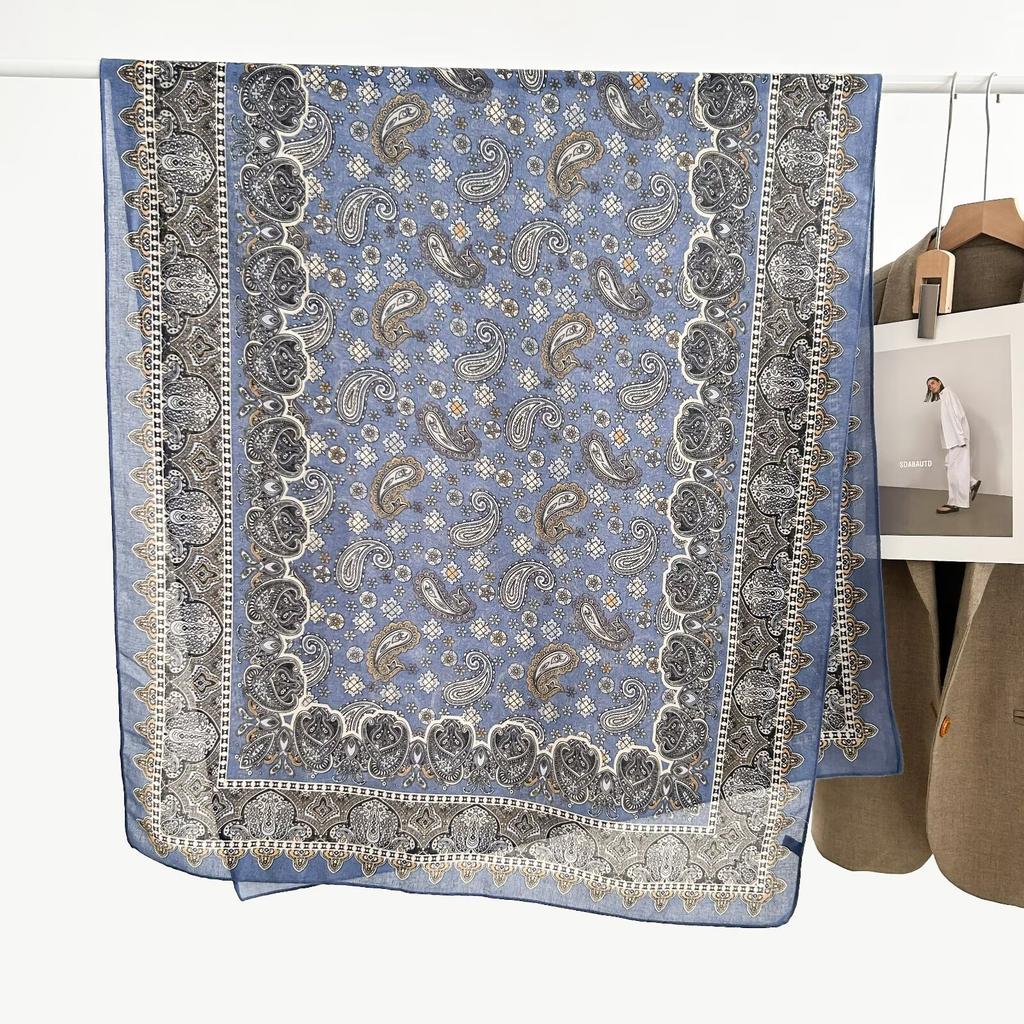 Korean Version Spring and Summer New Cotton and Linen Yarn Thin Silky Shawl Travel Sun Protection Beach Towel Women's Scarf Silk Scarf