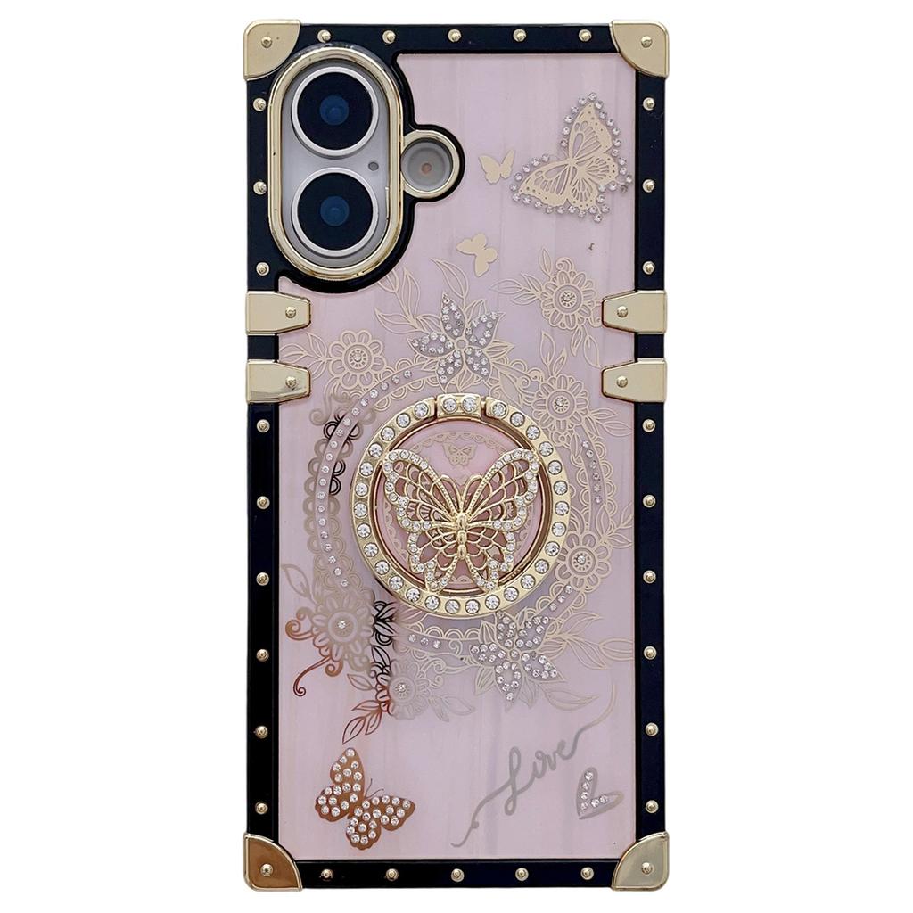 For iPhone 17 Cases Rhinestone Decor Butterfly Pattern TPU + PC Phone Cover