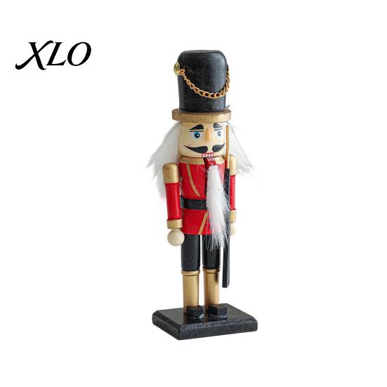 Festival Party Ornament Wooden Nutcracker Soldier Figurine, Handcrafted Solid Wood Christmas Tabletop Holiday Gift for Desk And Bookshelf Decor,