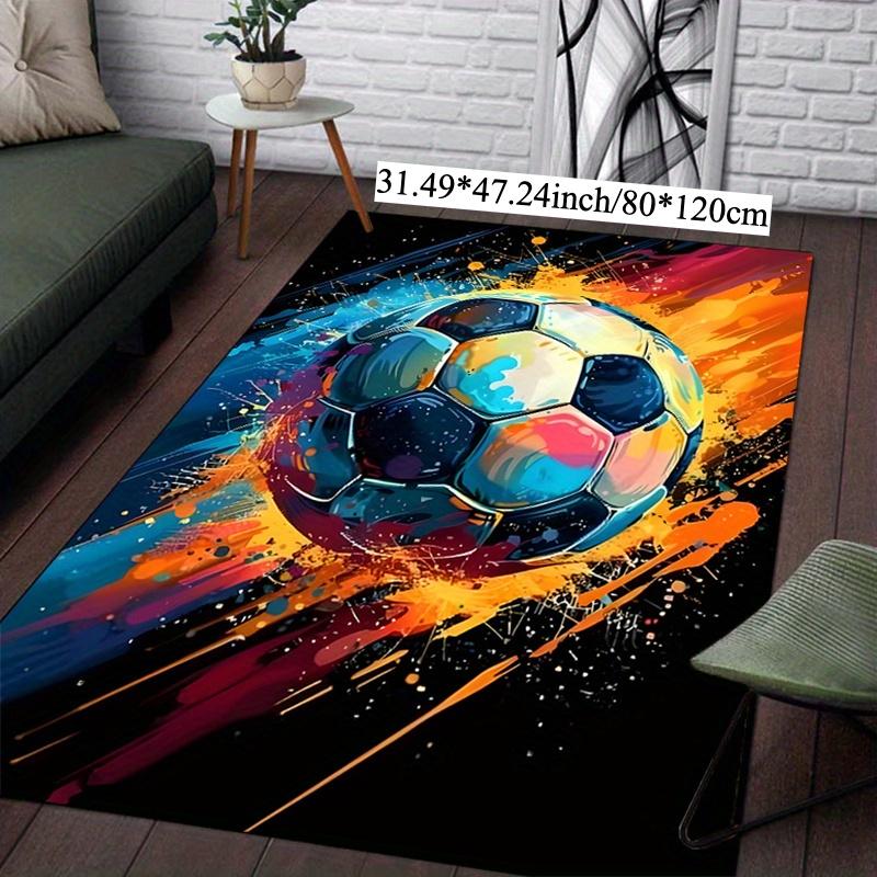 Soccer Design Area Rug: Non-Slip Decor Mat for Living Room, Bedroom, Kitchen, Chair Mat, Home Decoration Gift