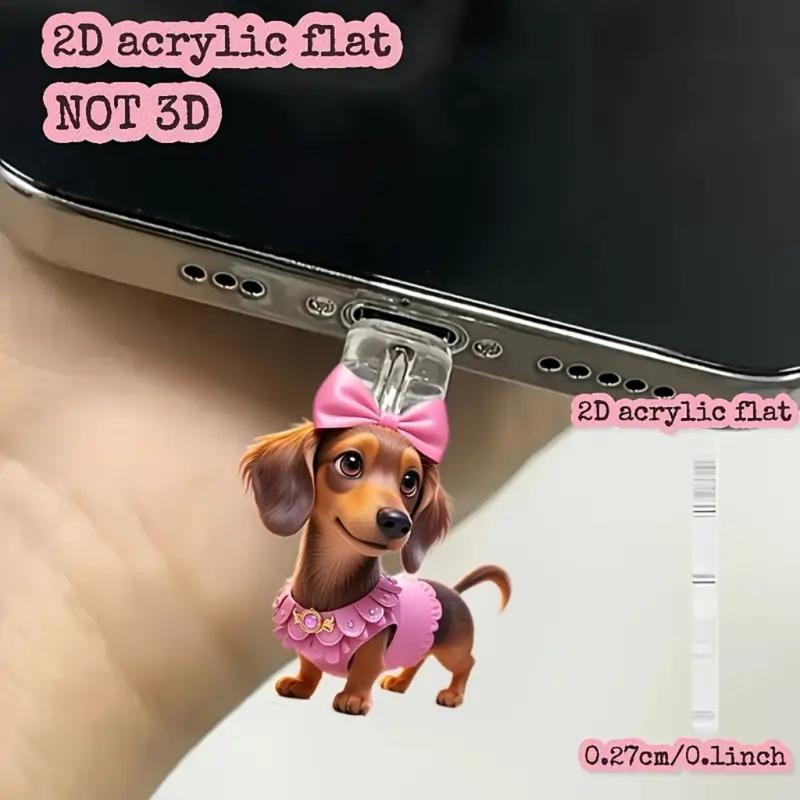 Type C USB Port Dust Plug with 2D Acrylic Pendant Charm Mobile Dust Plug Charm Phone Accessories for Phone Decorations
