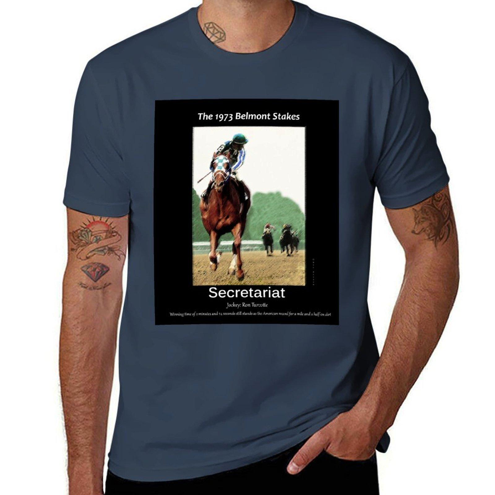 Secretariat Winning The 1973 Belmont Stakes Tshirt Soft Touch Basic Cotton Tshirt S