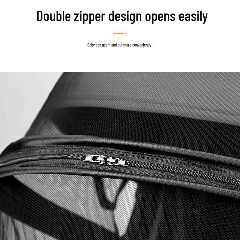 Baby Stroller Frame with Zipper Embroidery Style Mosquito Net - Foldable, No Installation Required