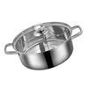 1Pcs Stainless Steel Hot Pot Basin Dual Compartment Shabu Pot with Vacuum Anti-Scalding Handle for Induction Gas Electric Stoves