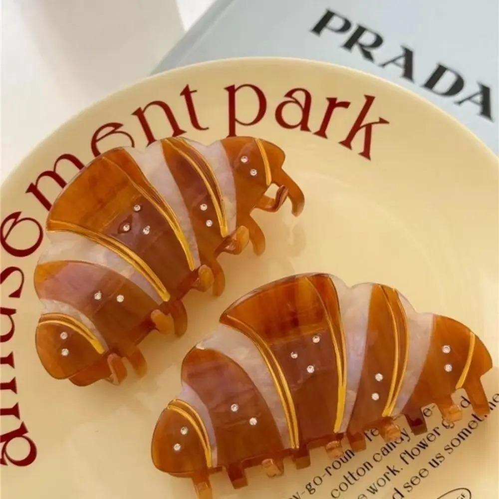 Korean Style Croissant Hair Claw French Shark Clip Cute Diamond Crab Clip  Girls