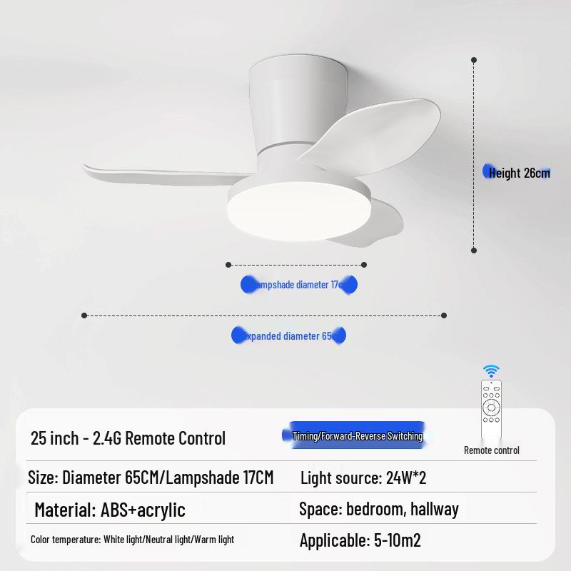 

2025 Silent Nordic Ceiling Fan Light for Small Apartments & Bedrooms 42 inch - 110 cm