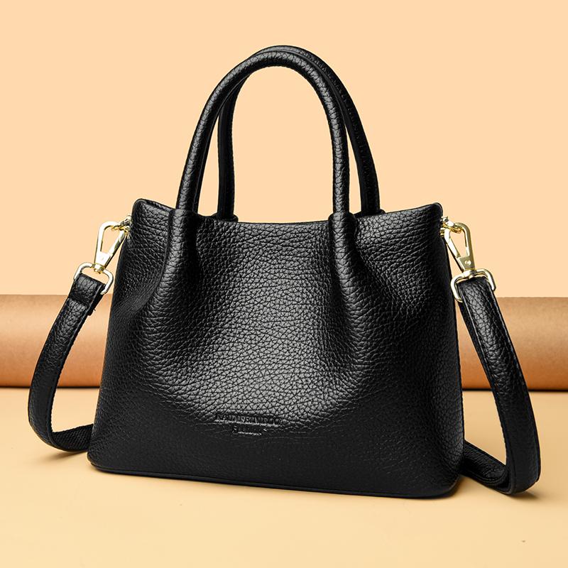 Ladies' Soft Leather Tote Bag, Luxury Designer Handbag, Solid Color Ladies' Shoulder Bag, and Minimalist Crossbody Bag