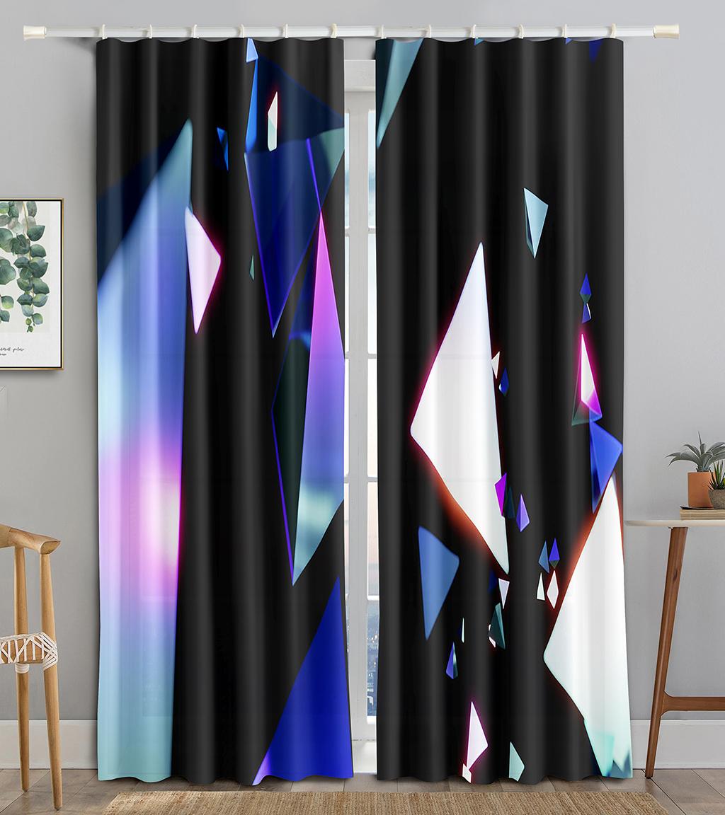 

Абстрактные серебряные стеклянные пирамиды, затемняющие оконные шторы для гостиной, спальни, ванной комнаты, кухни, шкафа, крючки для декора W50 X H130(CM)X2&Grommet Top