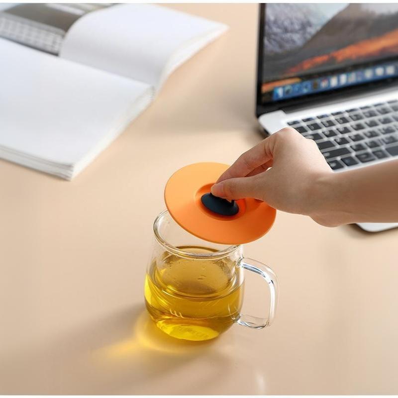 Cute Cat Ear Silicone Cup Lid Food Grade Dustproof Reusable Round Mug Cover for Outdoor Travel Camping Coffee Drink Cups
