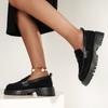 Fashion Black Small Leather Shoes Versatile Thick Sole Single Shoe for Spring Autumn Casual, Simple and Comfortable Women's Shoes