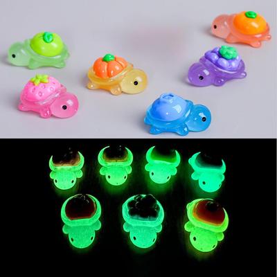 10 pezzi Mini cartone animato luminoso frutta tartaruga miniature resina animali ornamenti fata giardino decorazione muschio terrario micro paesaggio
