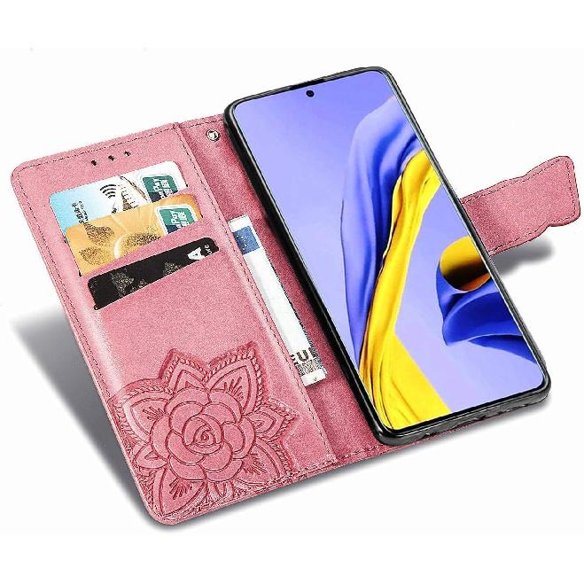 CCSmall for Samsung Galaxy A71 5G Wallet Case Bling for Women Girls, Floral Diamond Cute Butterfly PU Leather Flip Case Cover with Card Slot Holder