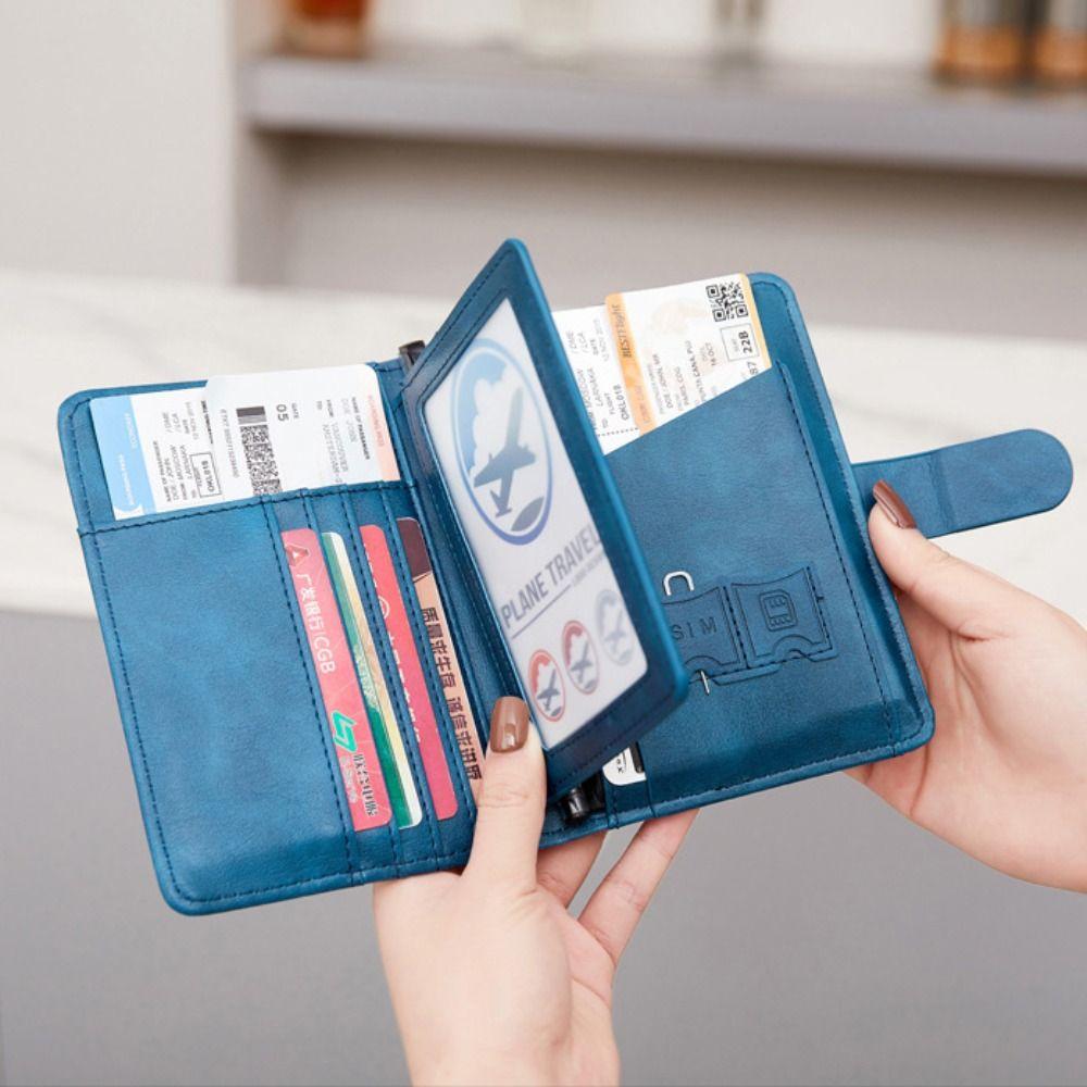 Passport Cover PU Passport Bag Purse Passport Clip Portable Travel Wallet  Men