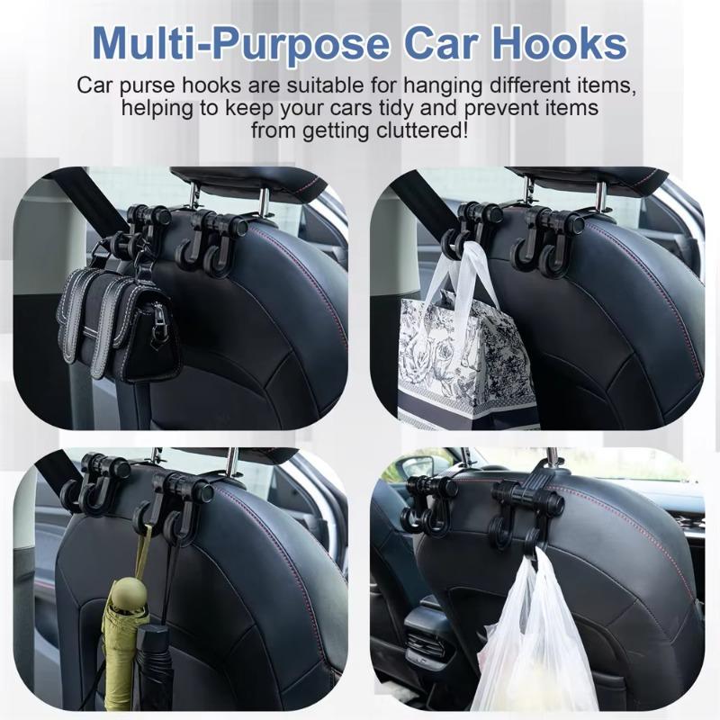 2PCS Car Seat Headrest Hook Auto Storage Organizer 2 In 1 Car Dual Headrest Hooks Car Hooks Universal Vehicle Accessories