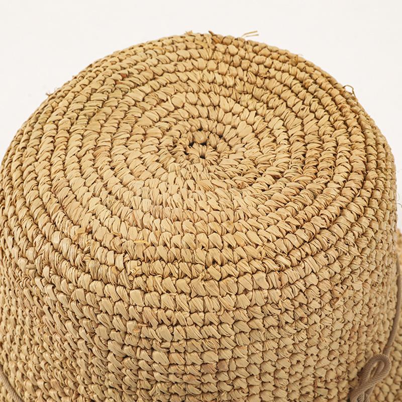 European and American new handmade raffia sun hat women's sunshade straw hat bucket hat foldable sun hat basin hat