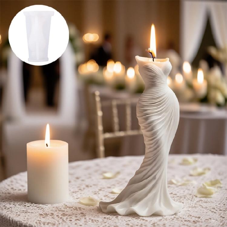 Fishtail Dress Shape Silicone Molds for Handmade Scented Candle Soap Chocolate Wedding Home Decoration and Resin Casting