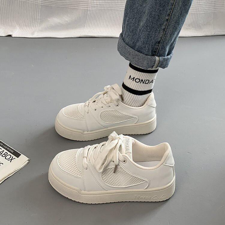 

Нишевые ретро платформа хлеб одинарные туфли женские весна новые универсальные повседневные спортивные кожаные кеды 40