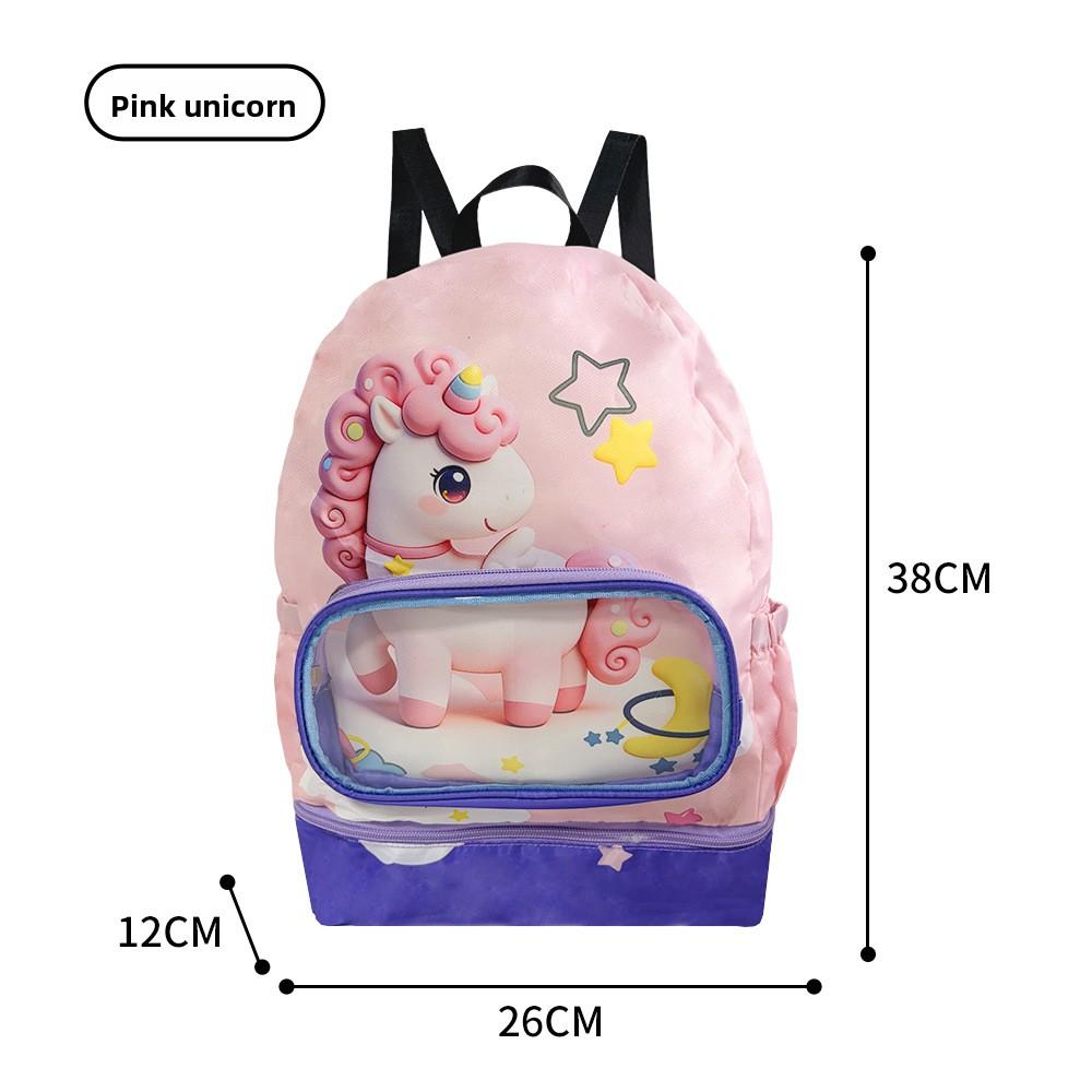 Children's Cartoon Crocodile Swimming Bag, Waterproof Backpack with Wet and Dry Separation, Beach Sports Storage Bag for Boys and Girls