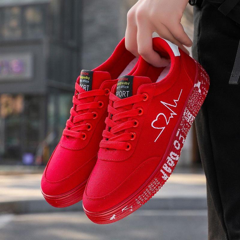 Letter Graphic Lace-up Front Skate Shoes Men's Canvas Shoes Sports Casual Shoes Individual Printing