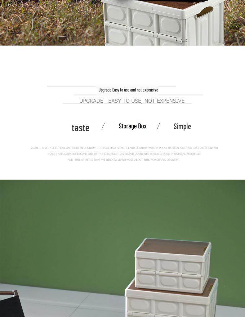 Multi-Functional Folding Camping Box with Wooden Lid: Portable Car & Outdoor Food Storage Suitcase