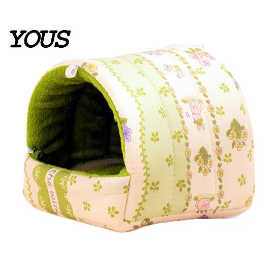 Cute Cartoon Printed Cage Accessory Quilted Hamster Bed, Print Cozy Hideout, Winter Cave Small Animal Nest Accessories for Chinchilla Gerbil