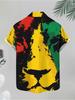 Men's Casual Short - Sleeved Button - Shirt, Mixed Color, Multiple Specifications Available, Polyester Material, Vibrant Abstract Design, Suitable
