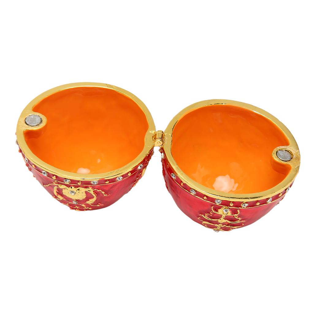 Egg Style Jewelry Trinket Box Zinc Alloy Hand Painted Enameled Decorative Hinged Egg Shaped Trinket Box for Home Decor