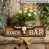 2D Flat 1pc, Rustic Western-style Aluminium Decorative Sign Featuring A Longhorn Skull with Bold Lettering Suitable for Ranch Bars Saloons Outdoor