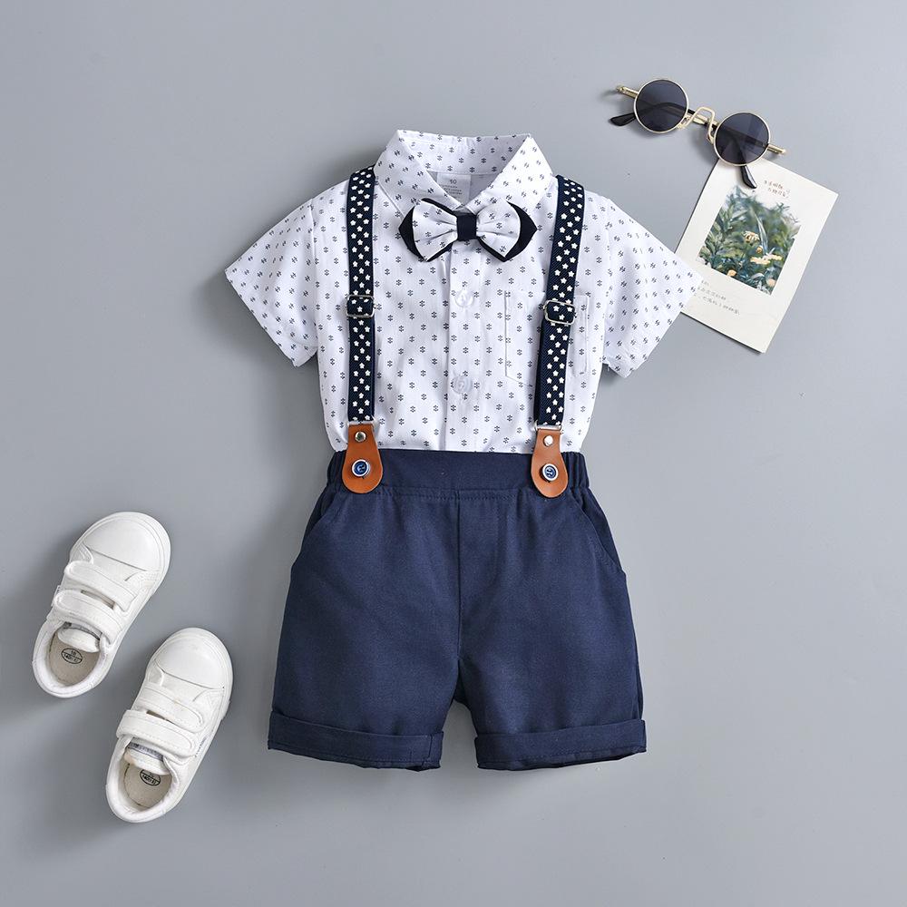 British Baby 1-Year-Old Summer Boy's Thin Shorts and T-Shirt Set