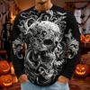 Men's Halloween Print Long Sleeve Round Neck T-Shirt Fashionable Top