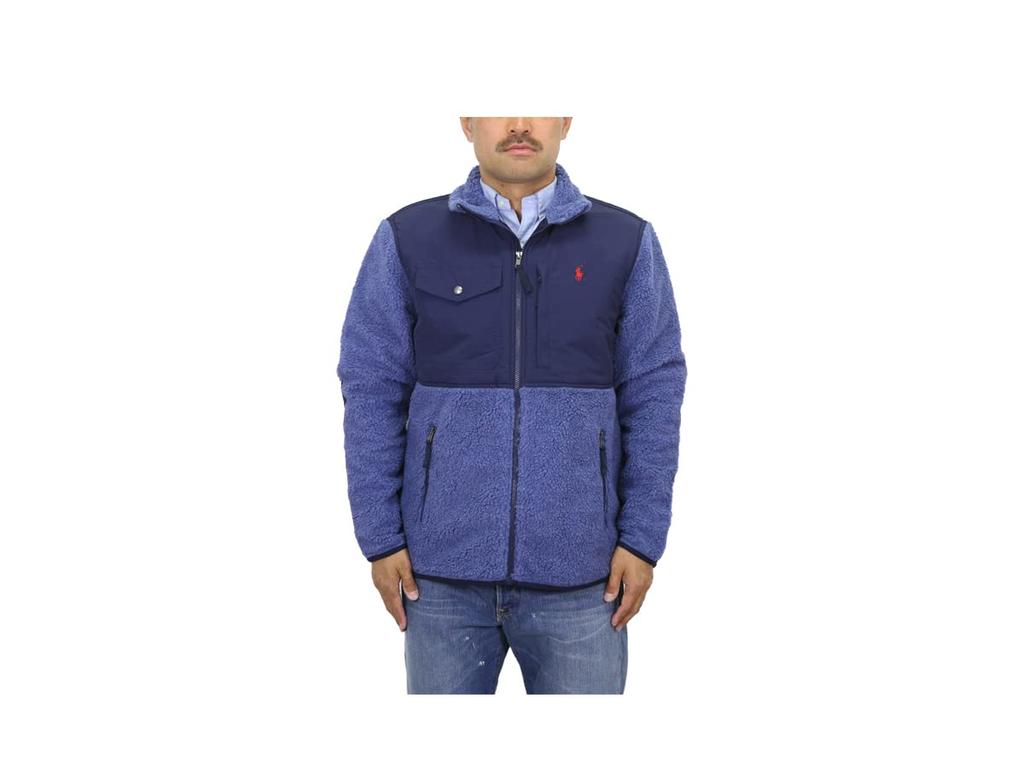 POLO RALPH LAUREN Retro Pile Fleece Size Navy Multicolor Men's Zip-Up Jacket, L, (Product Number 0101977)