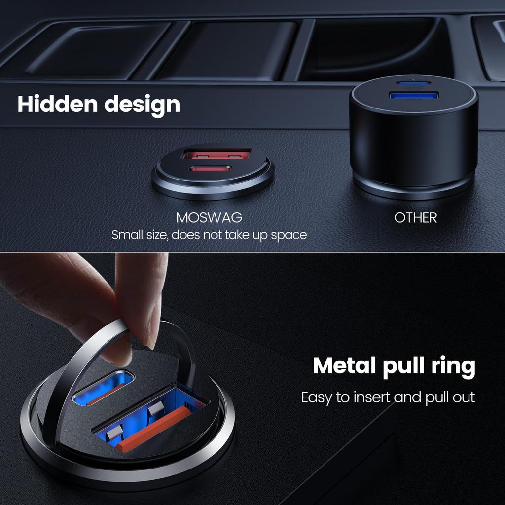 Car Charger, Lighter USB Adapter [All Metal & ], 18W&15.5W 2 Port Car Adapter, QC3.0 Port Lighter for 16 1