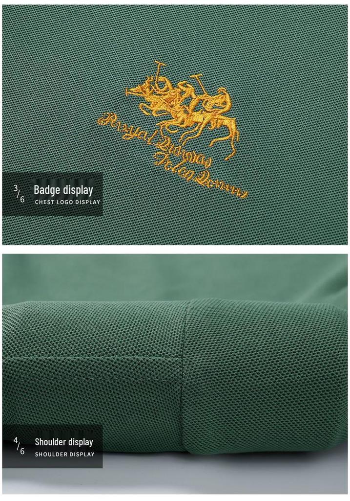 Men's Non-Iron Embroidered Short-Sleeve Polo Shirt - Casual Business Attire for Middle-Aged to Young Adults